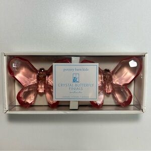 Pottery Barn Kids Pink Crystal Butterfly Curtain Rod Finials All Parts Included